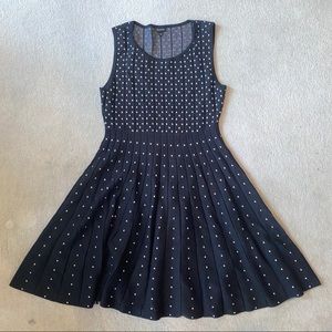 Black & White Dotted Skater Sweater Dress